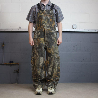 Carhartt baggy camo dungarees wide leg camo Canvas quilted Realtree camouflage bib overalls utility