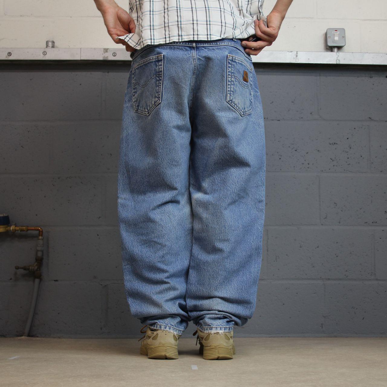 Vintage Carhartt jeans y2k relaxed washed blue denim Loose leg 100% cotton skater style workwear