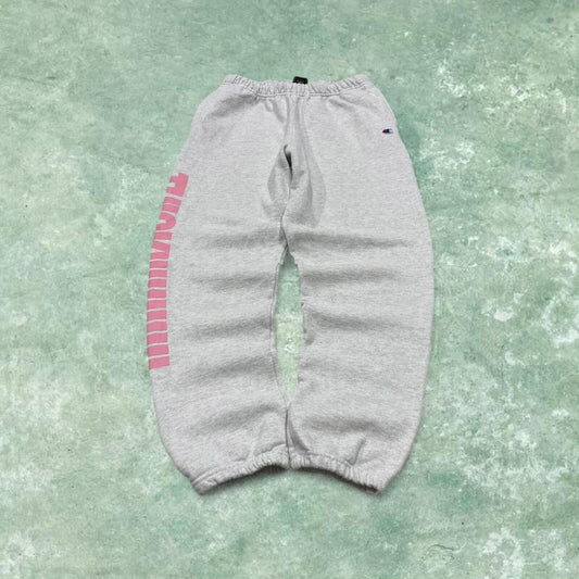 Y2k Champion Kylie sweatpants joggers cuffed grey Medium Loose THICK printed tracksuit bottoms
