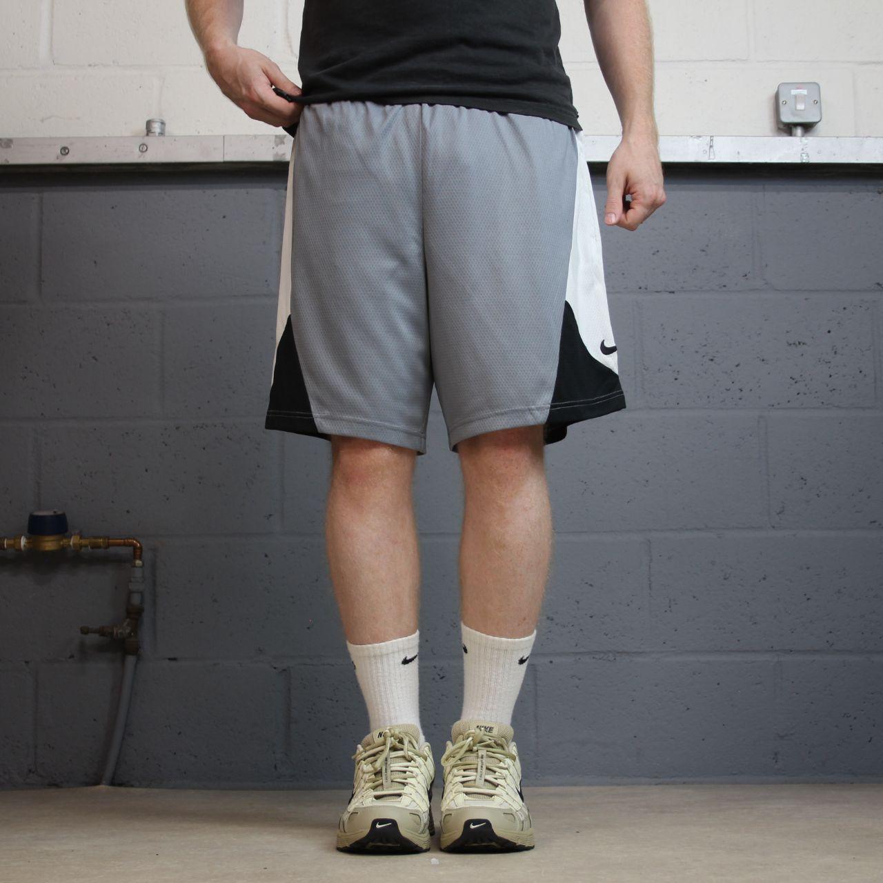 Nike sports shorts y2k Dri-Fit grey white Panelled colour loose floaty summer gym shorts