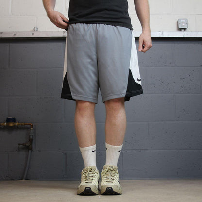 Nike sports shorts y2k Dri-Fit grey white Panelled colour loose floaty summer gym shorts