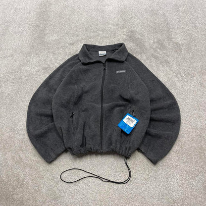 00s Columbia technical fleece PXL women's grey full zip up y2k style autumn adjustable waist
