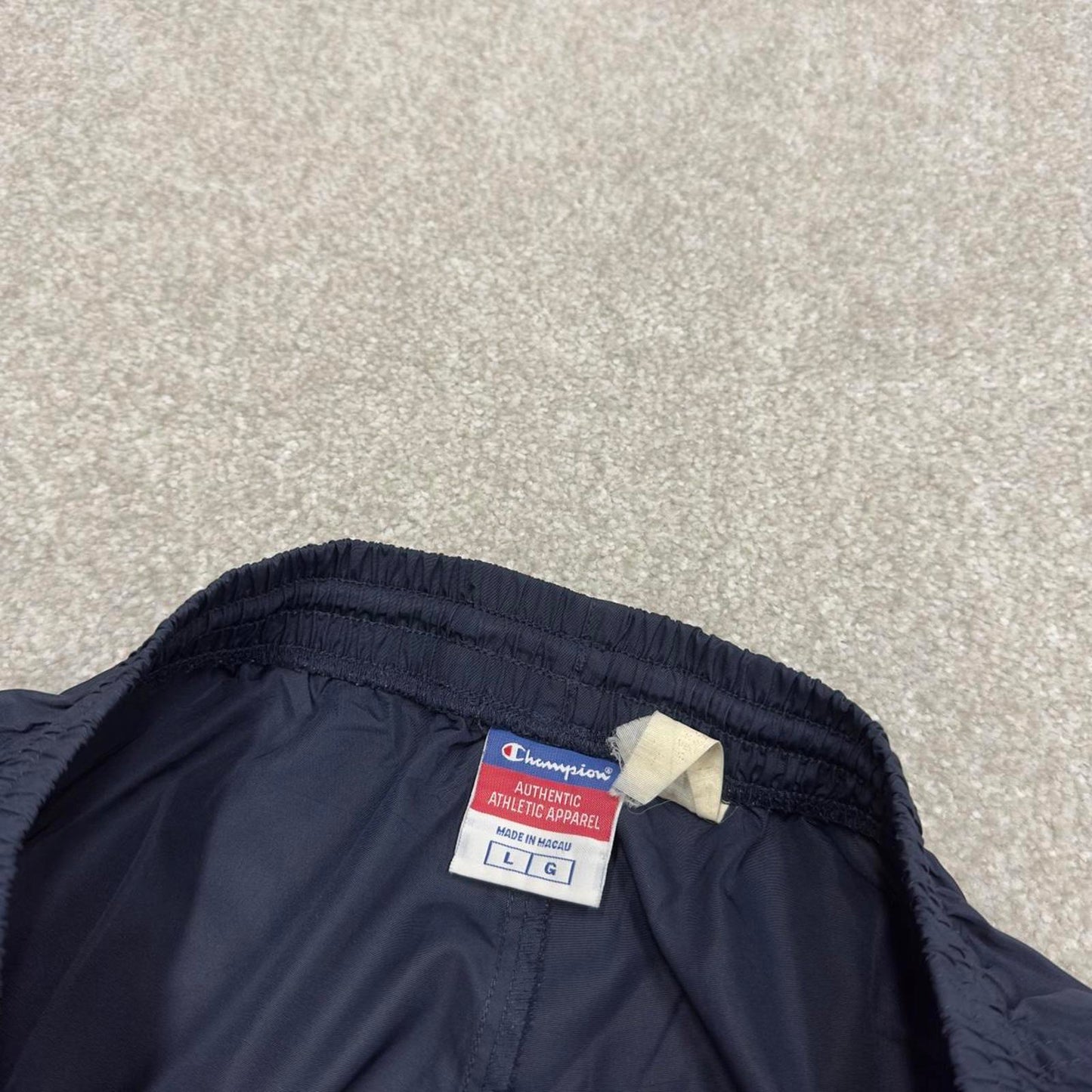 Vintage y2k baggy Champion tracksuit bottoms navy Loose unlined embroidered track pants