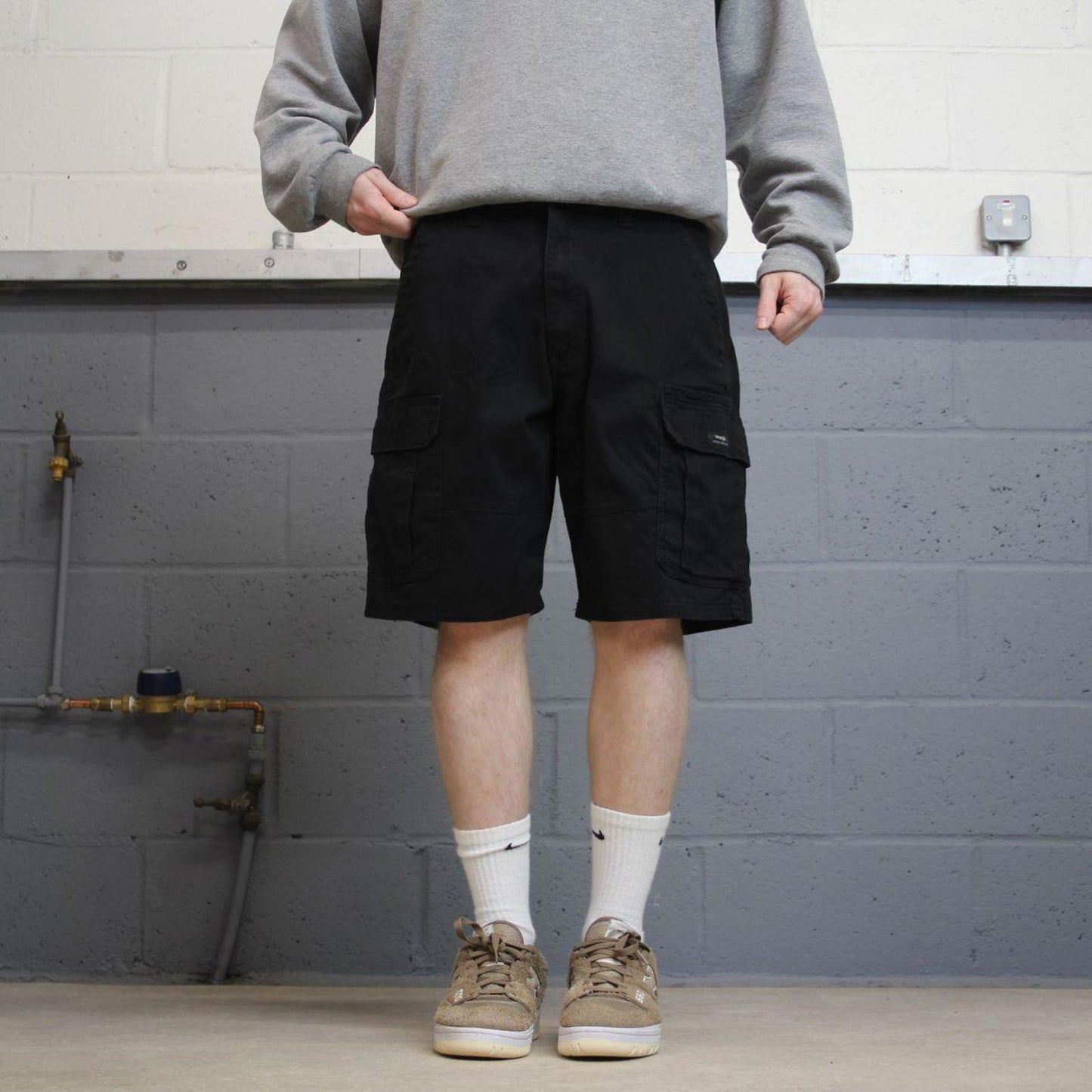 Y2k baggy Wrangler cargo shorts skater style black Loose chino summer festival shorts
