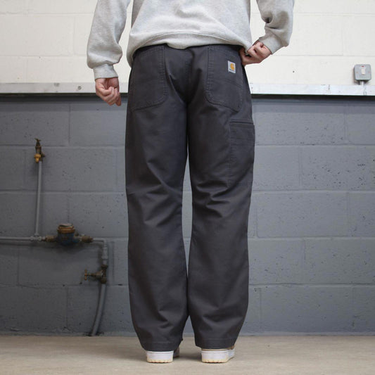 Mens Carhartt carpenter pants W36 L30 grey relaxed 90s style cargos subaru embroidery