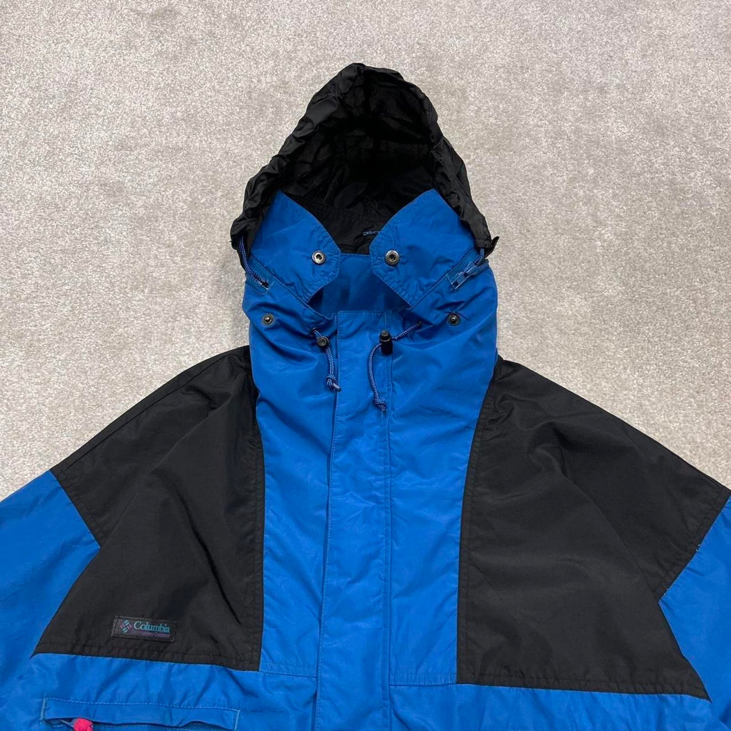 Y2k Columbia technical windbreaker jacket blue Paneled boxy outdoors hiking bomber coat