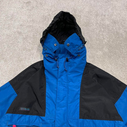 Y2k Columbia technical windbreaker jacket blue Paneled boxy outdoors hiking bomber coat