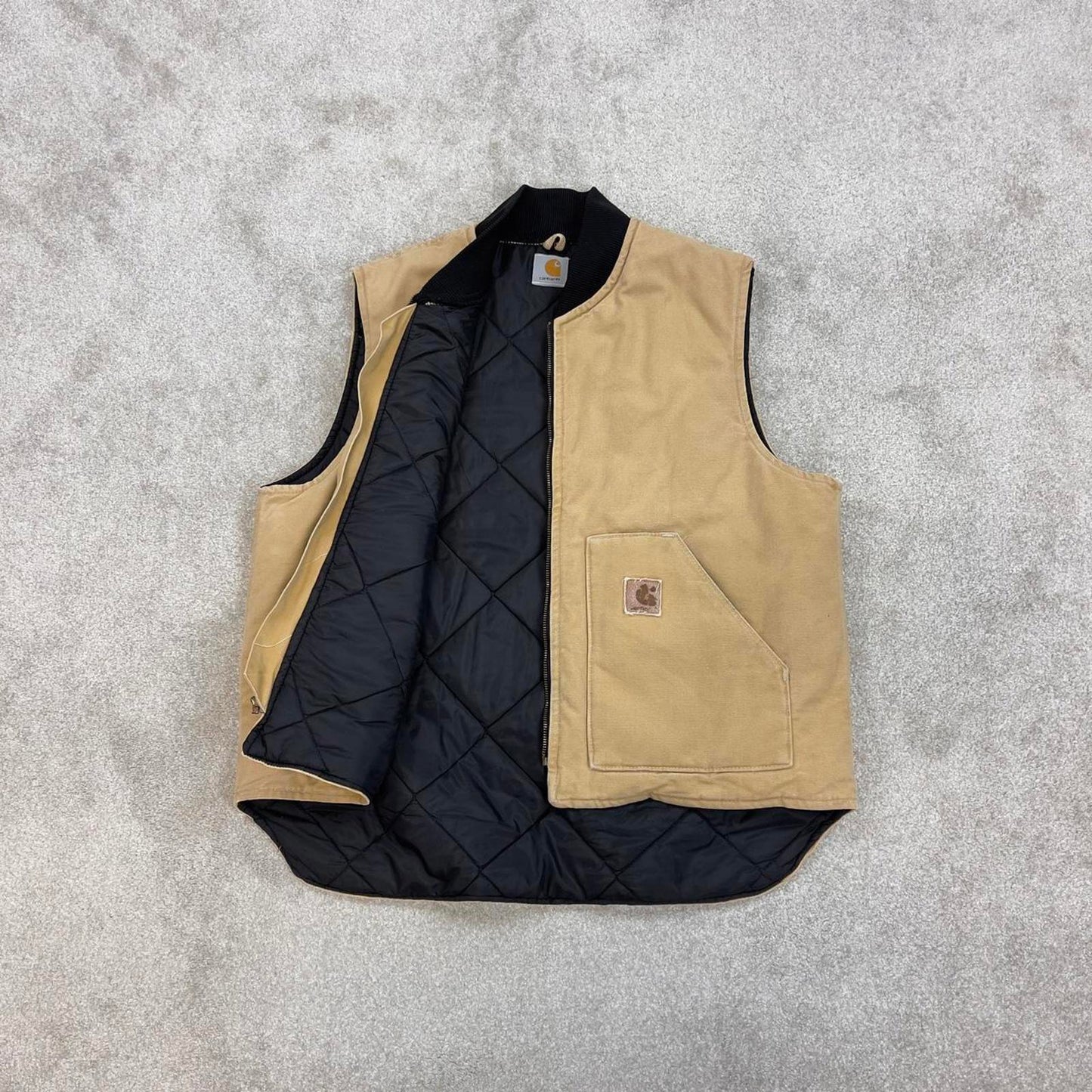 Vintage cream Carhartt gilet X-Large canvas technical vest 90s skater style workwear