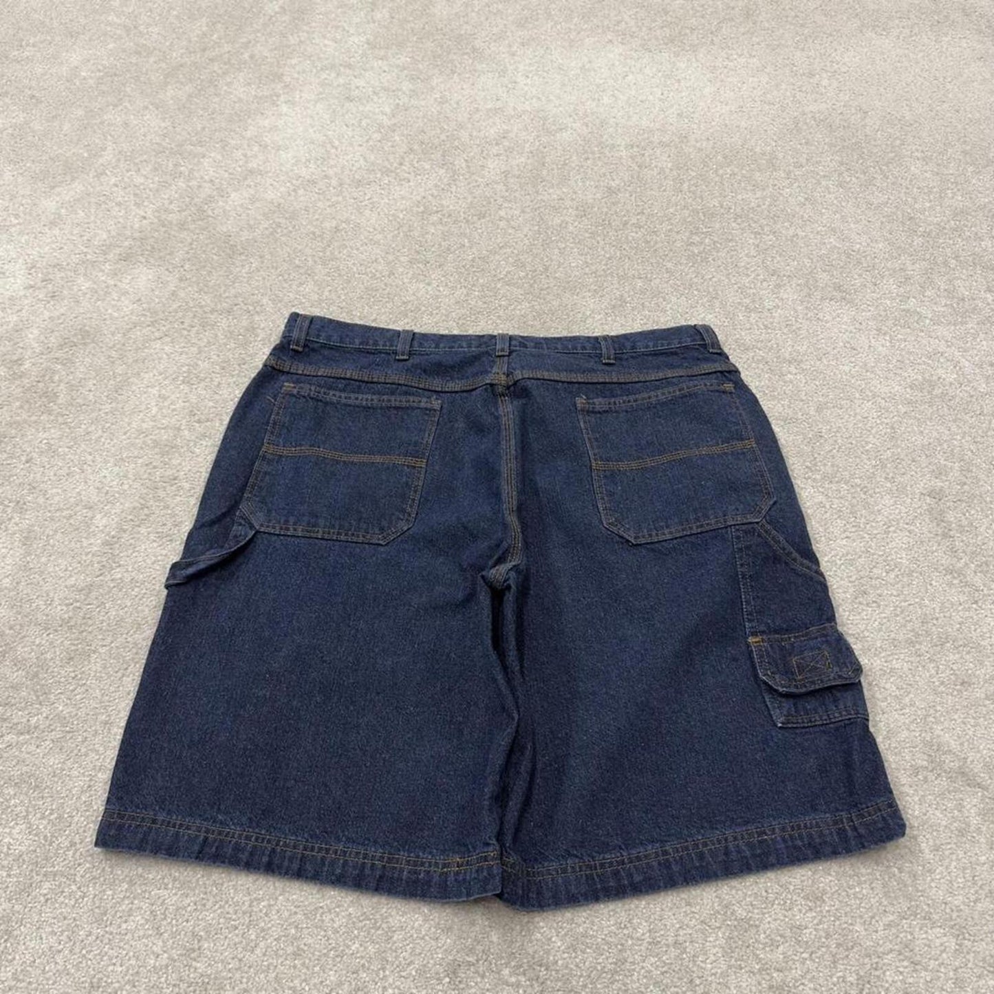 Baggy denim shorts carpenter blue Faded Glory skater style summer festival cargo jorts