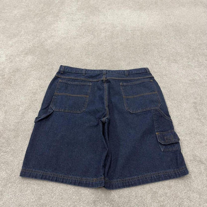 Baggy denim shorts carpenter blue Faded Glory skater style summer festival cargo jorts