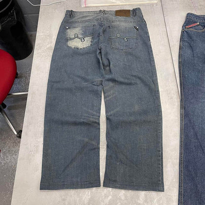 Blue LRG jeans W36L29 embroidered y2k style stitch detailing design