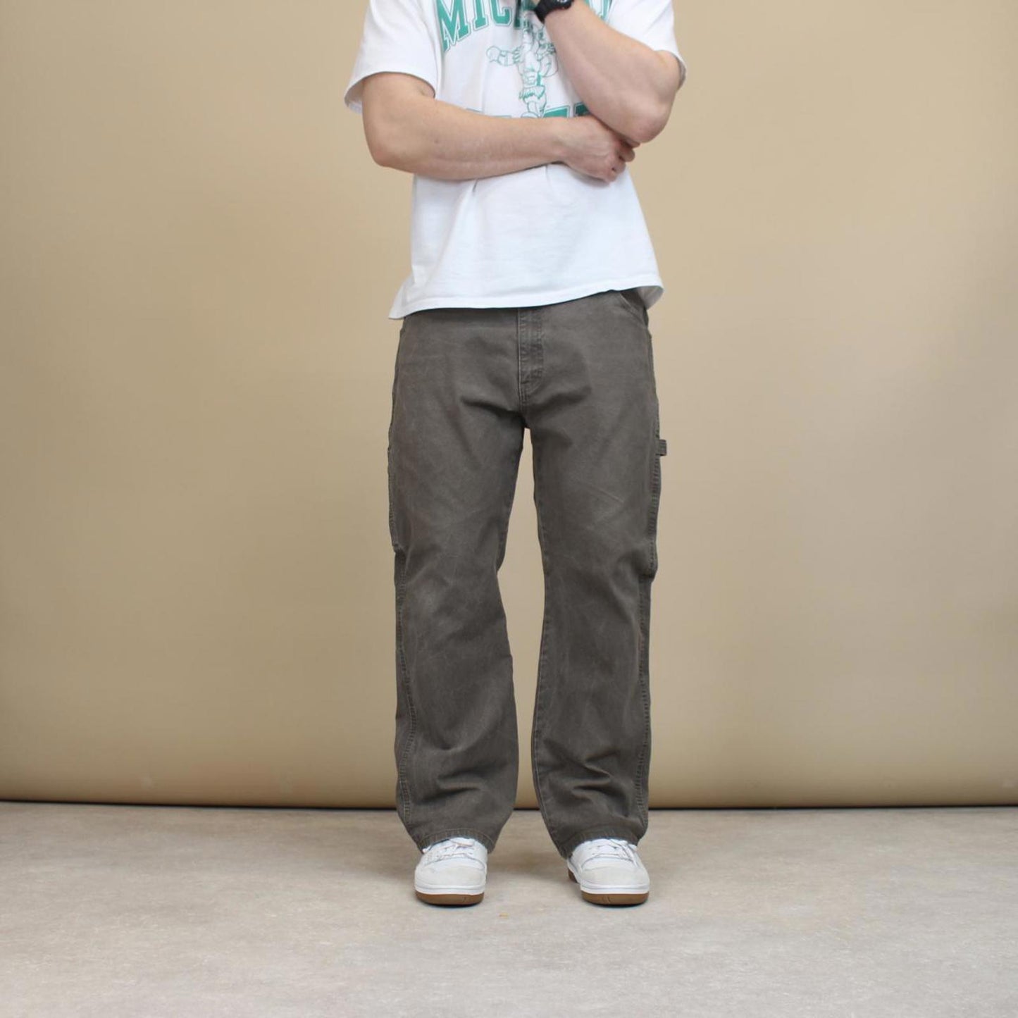 Khaki Dickies carpenter jeans W38L28 canvas cargo skate style pants