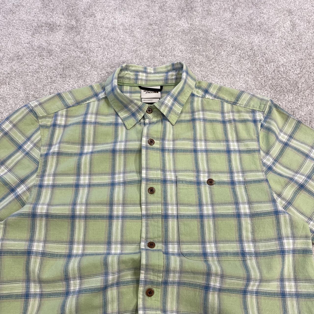 North face checkered short sleeve shirt y2k green TNF surf style check shirt summer festival