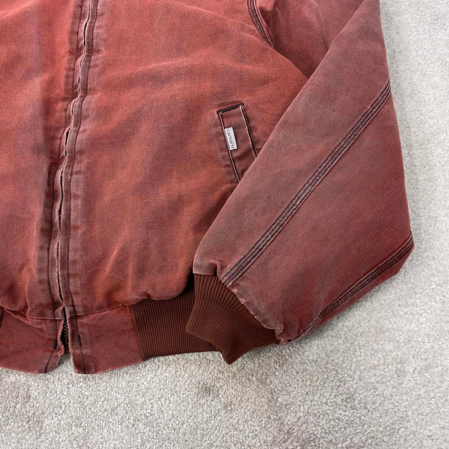 Vintage Faded Red Carhartt santa fe jacket XL canvas bomber authentic Detroit