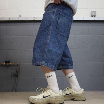 Baggy denim shorts y2k cargo blue A.P.CO. skater style brand surf jorts