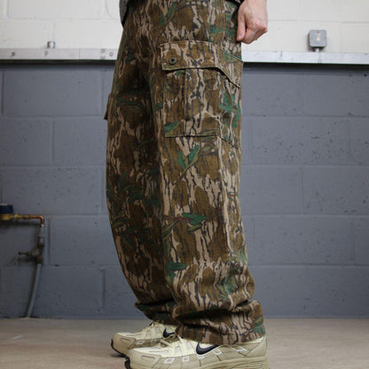 Vintage baggy realtree style camo cargo pants Y2K brown 100% cotton thick fleece tree camouflage