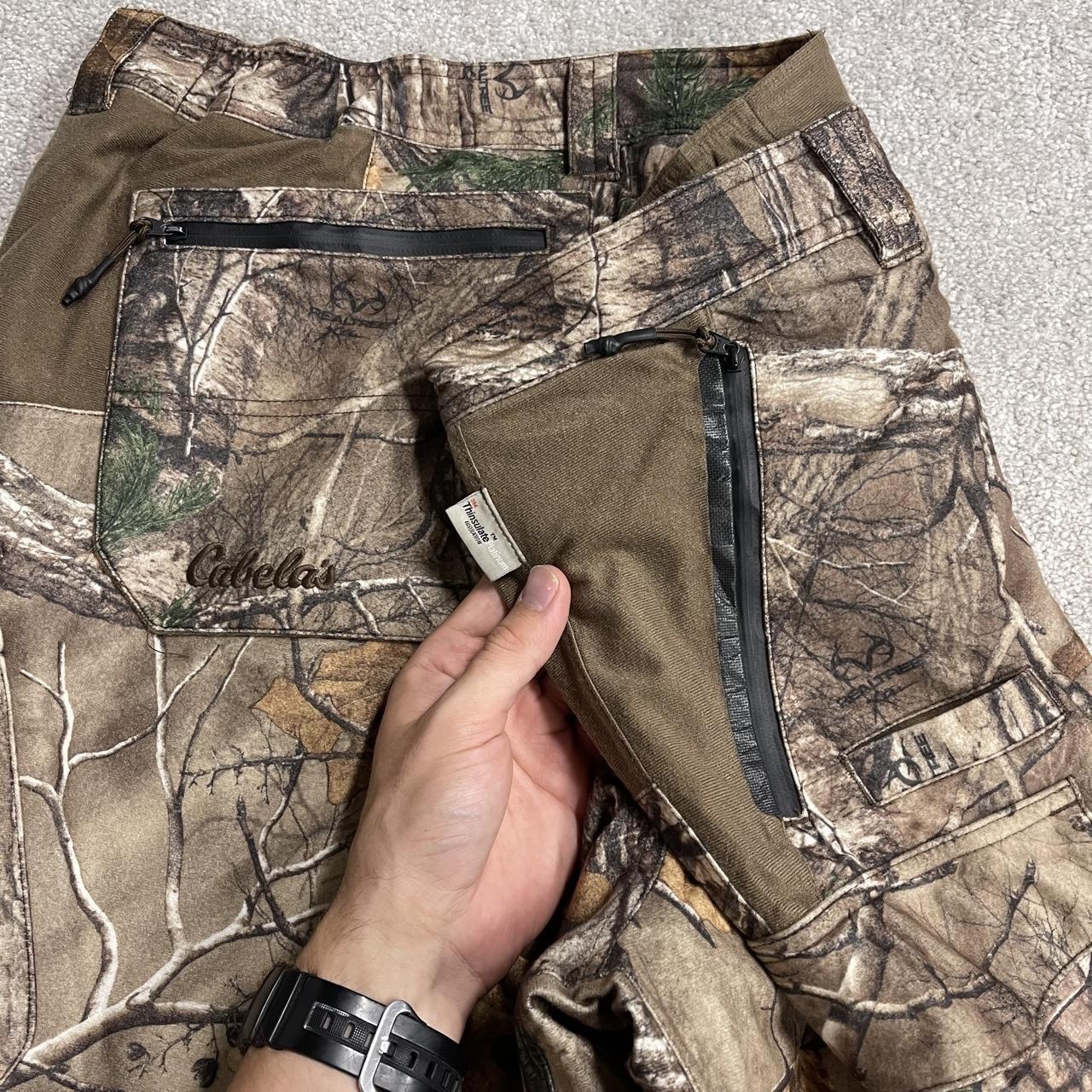 Cabela’s Realtree camo cargo pants XXL brown insulated utility hunting trousers