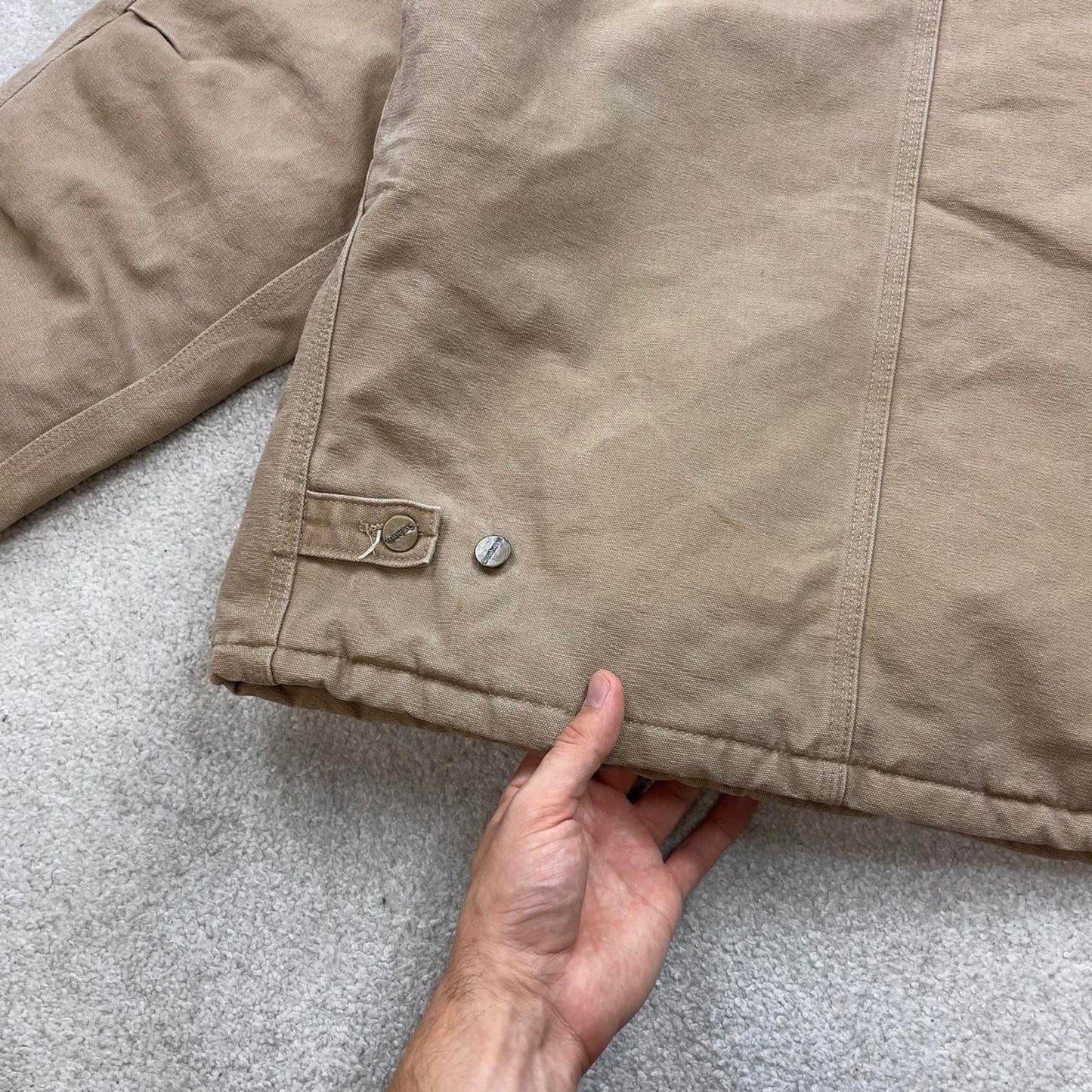 Vintage sand brown Carhartt traditional Detroit jacket Large technical boxy cropped fit 90s skater