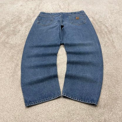 Vintage Carhartt jeans W40L32 blue loose relaxed fit denim 5 pocket 90s skater jeans 100% cotton