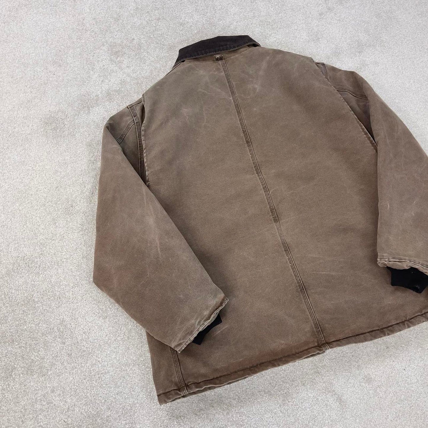 Vintage brown Carhartt jacket 2XL - canvas arctic quilt lined chore coat collar sandstone