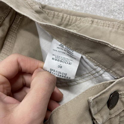 Y2K Wrangler carpenter shorts loose khaki beige W38 Cargo style summer festival shorts