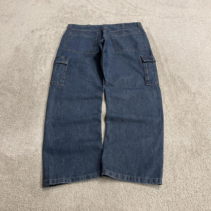 Wrangler baggy cargo jeans y2k W36L30 blue Loose fit skater workwear pants