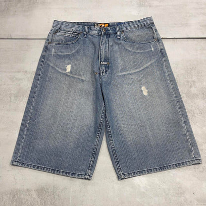 Baggy Akademiks jorts W38 loose denim Y2K print design shorts