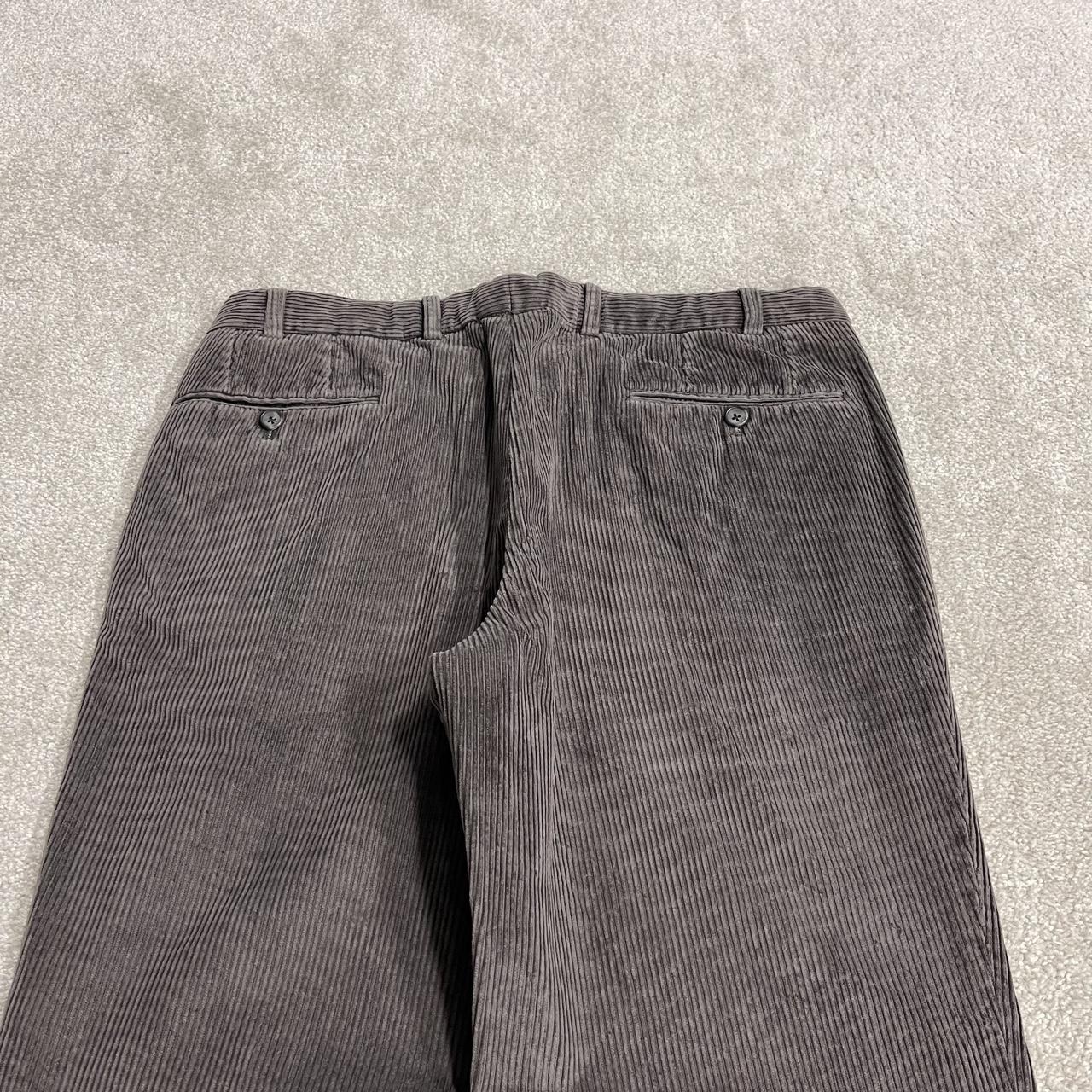 Hiltl pleated corduroy pants loose khaki grey Thick wide wale chunky jumbo cord trousers