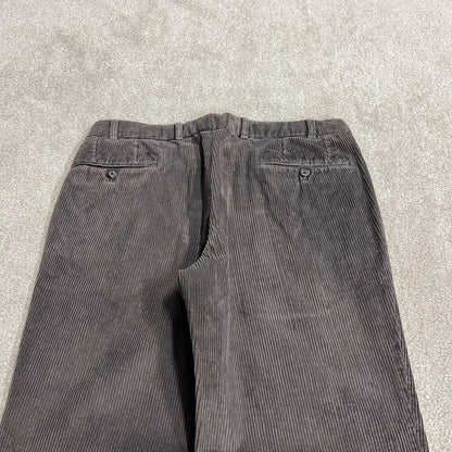Hiltl pleated corduroy pants loose khaki grey Thick wide wale chunky jumbo cord trousers