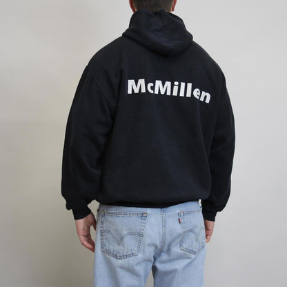 Black Russell Athletic hoodie XL Pullover jumper with print design and logos