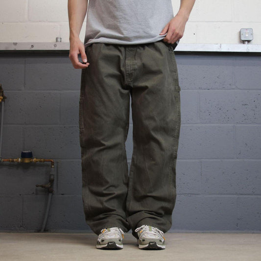Dickies carpenter jeans loose leg green Loose canvas skate style cargo work pants