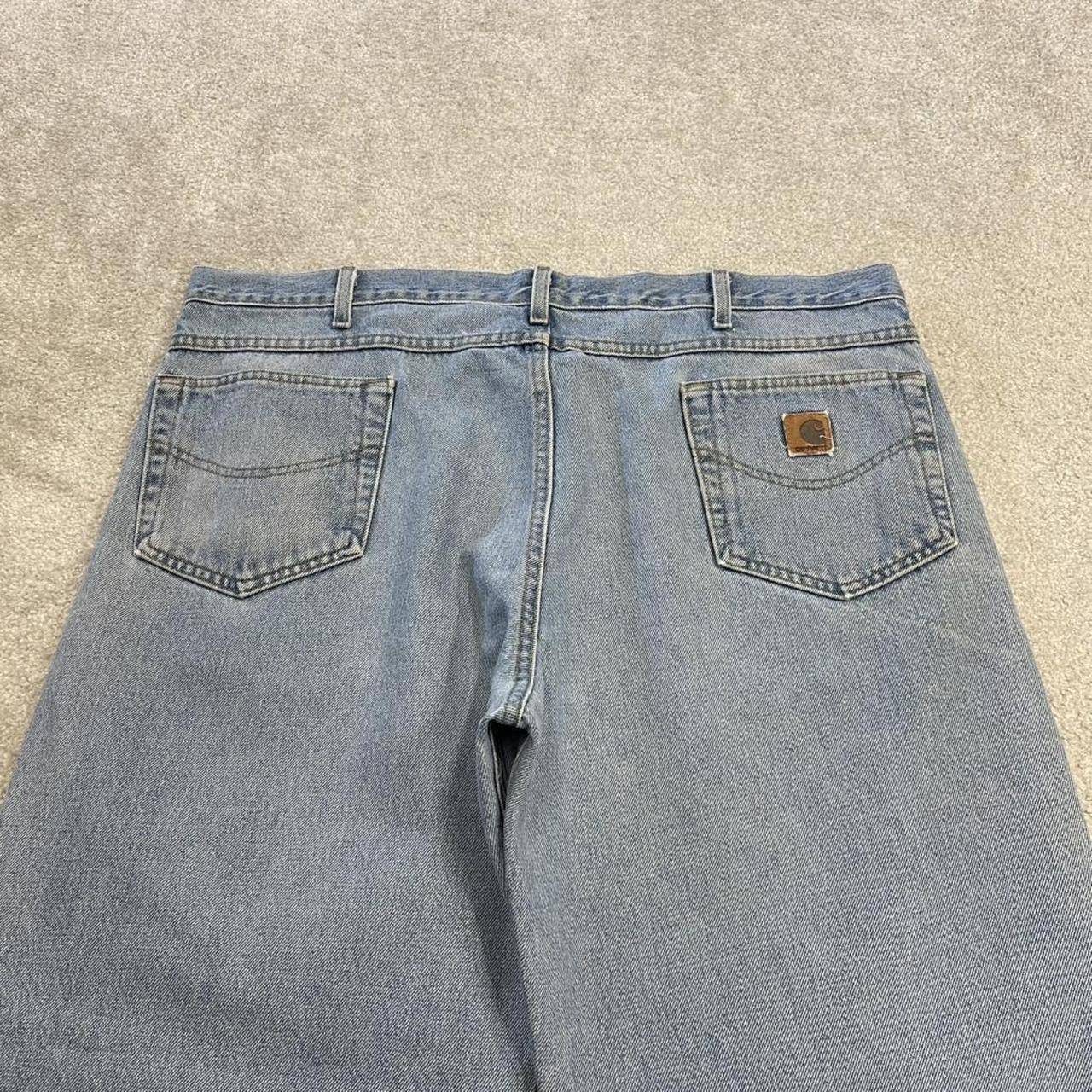 Vintage Carhartt jeans faded blue denim Loose thick skate style workwear pants