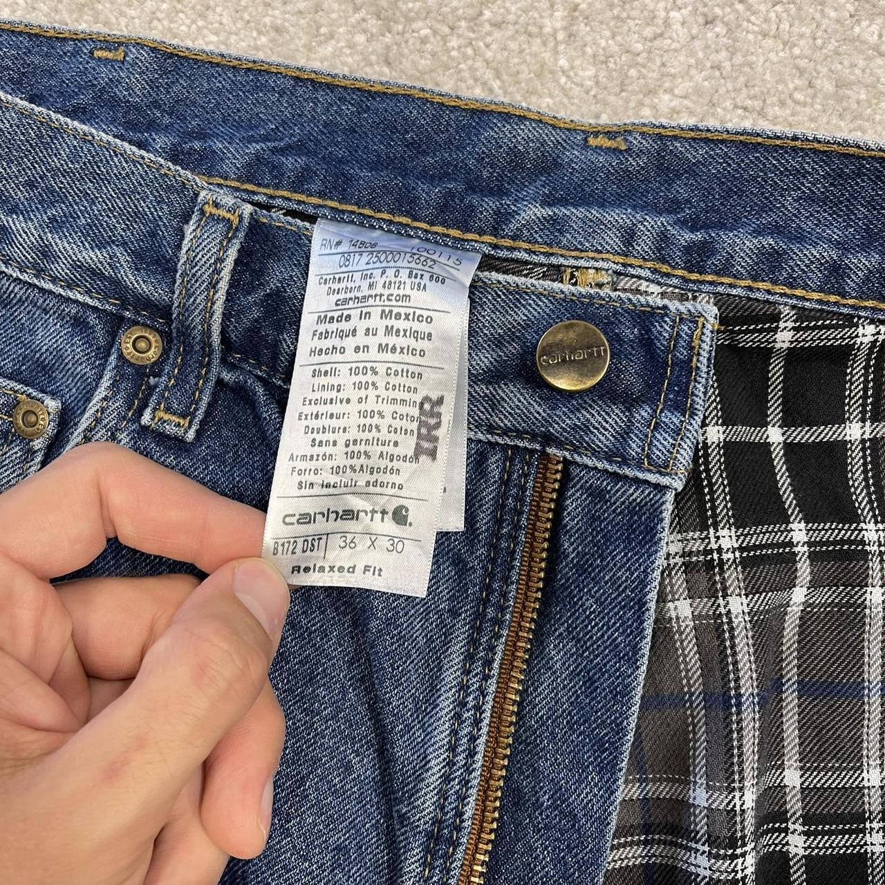 Carhartt denim shorts y2k faded blue Loose checkered lining skater style work jorts
