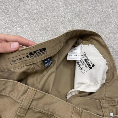 Carhartt carpenter jeans work pants Khaki brown W38L32 Relaxed fit skate style workwear trousers
