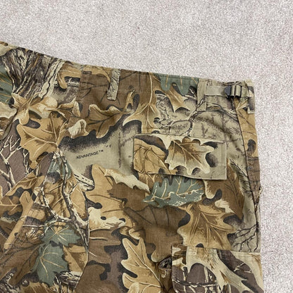 Wide leg baggy camo cargo pants Y2K brown USA made baggy trousers Advantage camouflage pattern