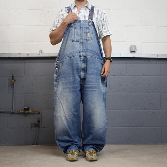 Carhartt dungarees baggy denim overalls blue Bib & brace utility workwear farmer