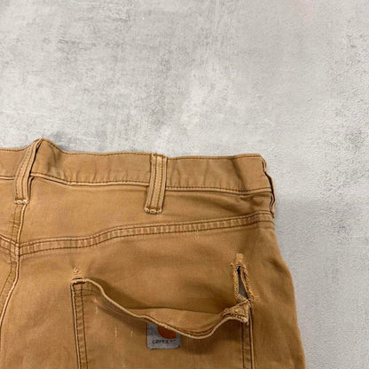 Tan Carhartt carpenter trousers W36L30 relaxed fit cargos patch logo