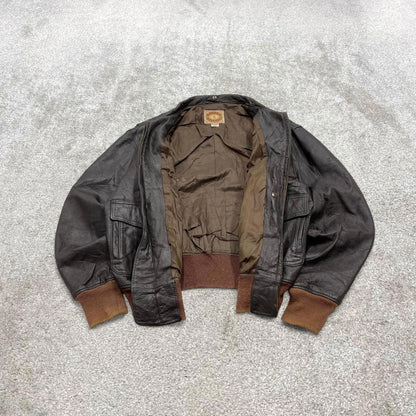 Vintage leather flight aviator bomber jacket brown Banana Republic boxy genuine leather coat