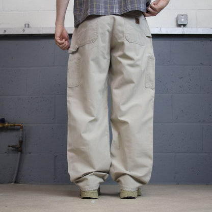Baggy vintage Carhartt carpenter pants y2k beige Loose leg 2000s skater style workwear