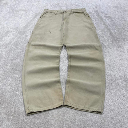 Beige Dickies carpenter jeans W33L32 loose baggy canvas cargo 90s skate style pants