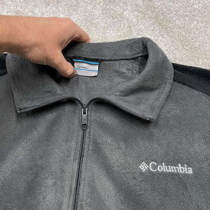 Grey Columbia technical fleece gilet XXL full zip up y2k style autumn 2 tone