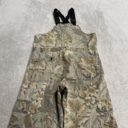 Cabela’s camo dungarees loose fit khaki Vintage Advantage camouflage bib & brace overalls cargos