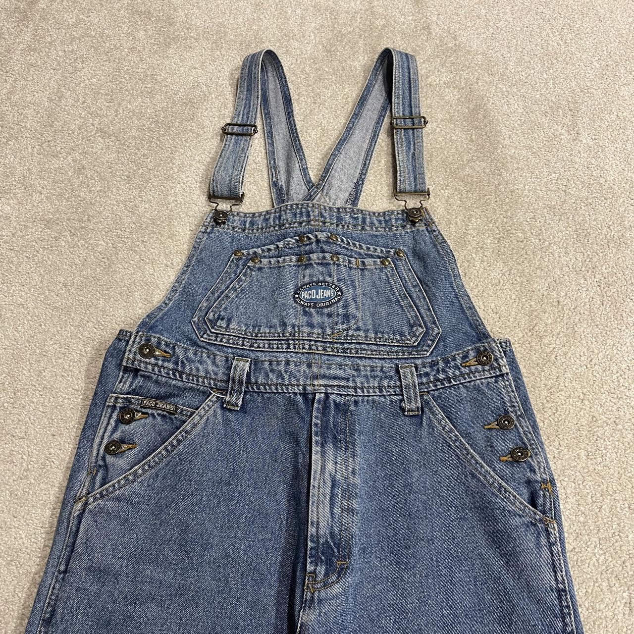 PACO baggy dungarees y2k blue denim overalls Vintage workwear bib & brace utility