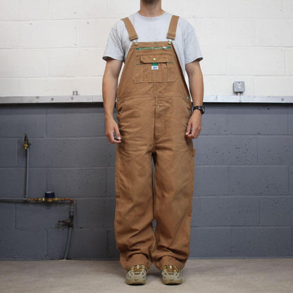 Vintage y2k baggy denim Dungarees loose tan Liberty workwear bib & brace overalls utility
