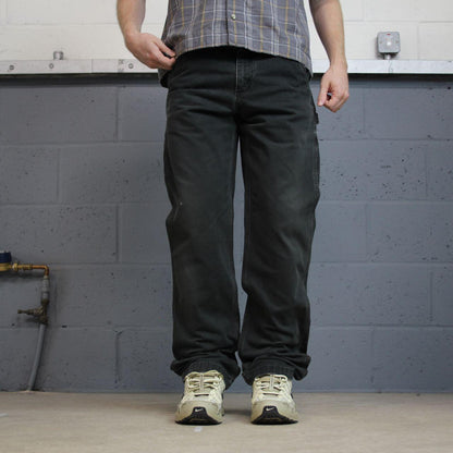 Vintage Carhartt carpenter pants y2k relaxed black Straight leg 100% cotton skater style workwear