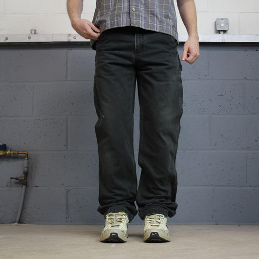 Vintage Carhartt carpenter pants y2k relaxed black Straight leg 100% cotton skater style workwear