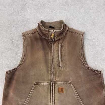 Brown vintage Carhartt gilet L sandstone canvas