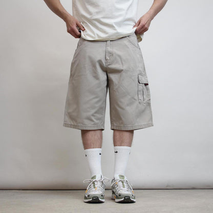 Beige baggy FUBU cargo shorts W36 loose carpenter 90s style skater shorts