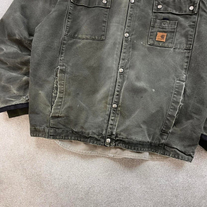 Green Carhartt hooded Bartlett jacket XL technical canvas 90s style skater bomber