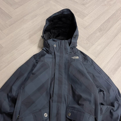 North Face HyVent ski jacket women's checkered TNF snow boarding waterproof coat hooded technical